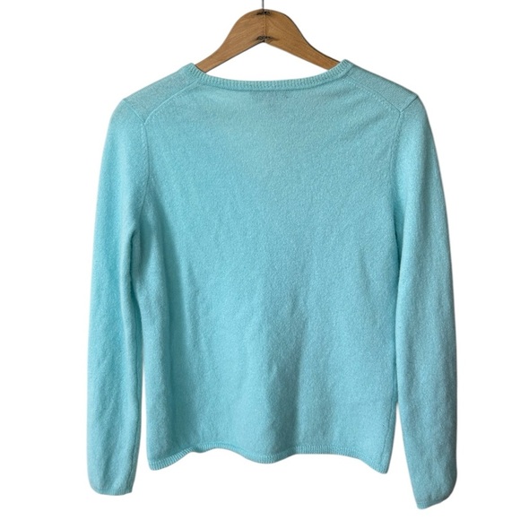 Cashmere Charter Club | Women’s turquoise v-neck long sleeve sweater, size L - Picture 3 of 13